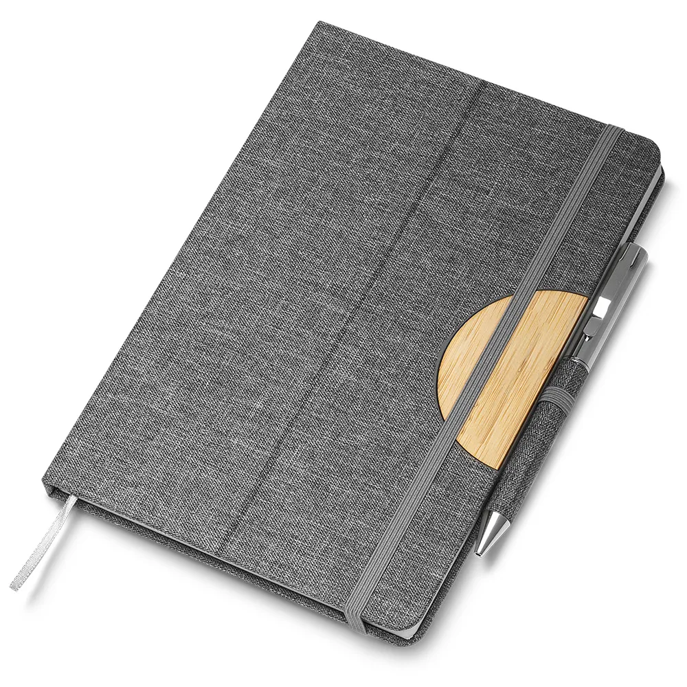 [06160013021] Caderno A5 Capa em RPET e detalhe em Bambu  (Cinza 06, 1)