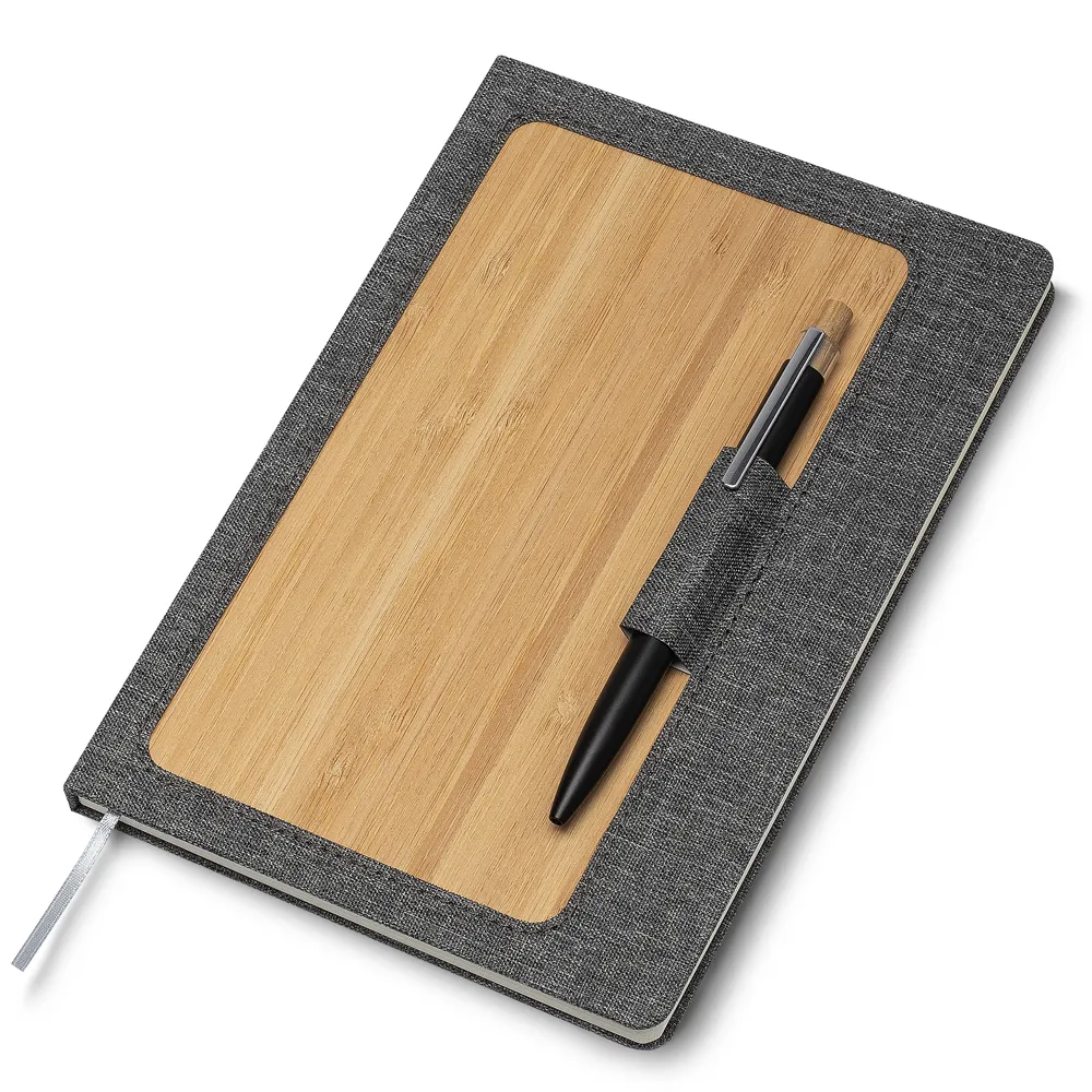 [06160015021] Caderno A5 Capa em RPET e Bambu  (Cinza 06, 1)