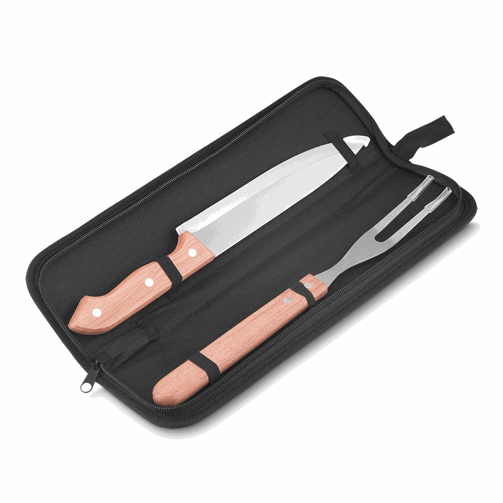 [23340005001] Kit Churrasco 2 peças (02 - Silk Plano, 03 - Laser metal, 09 - Laser Madeira)