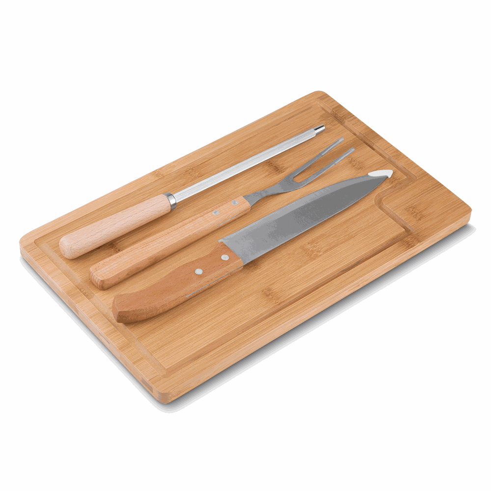 [11340007001] Kit Churrasco com 4 Peças (09 - Laser Madeira, 03 - Laser metal)
