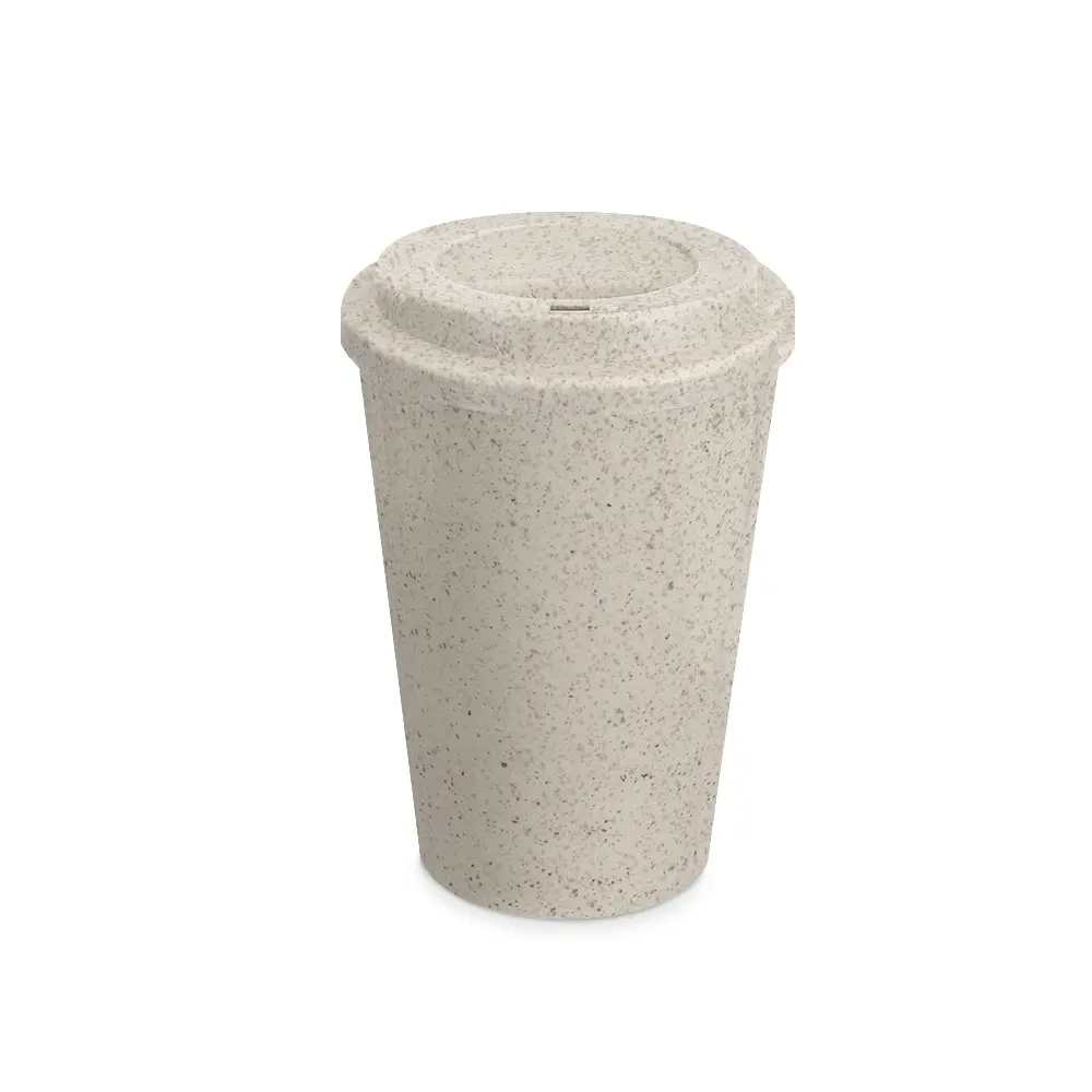 [75060019021] Copo Fibra De Arroz C/ Tampa 400Ml  (Bege 75)