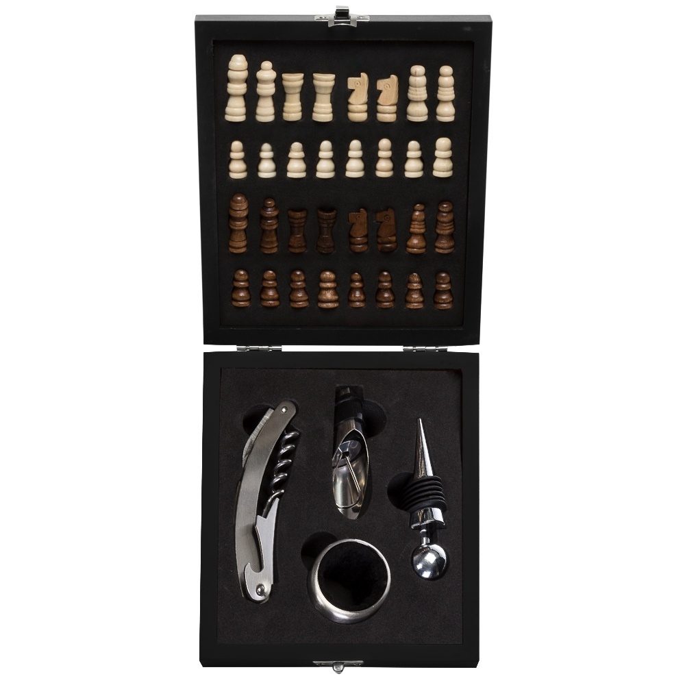 [14020007007] Kit Vinho Xadrez 4 Pçs  (03 - Laser metal KIT 2, 01 - Tampografia A, 09 - Laser Madeira)