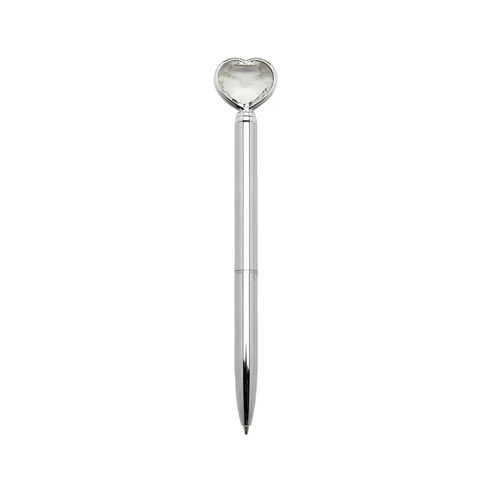 Caneta Metal Coração Diamante
