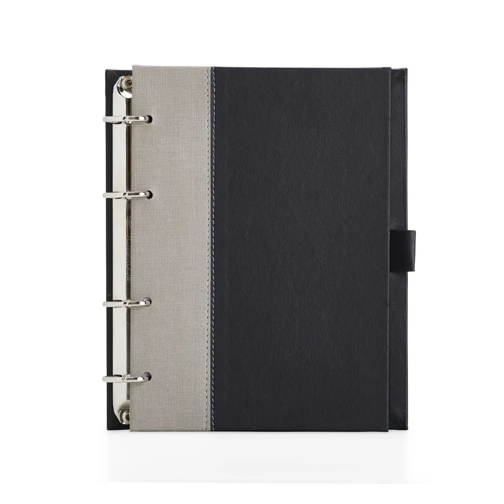 [06160068021] Caderno Fichário de Couro Sintético (Cinza 06, 1)