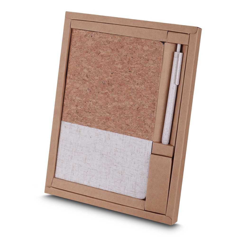 [75170015002] Kit Escritório A5 Capa em Cortiça e Caneta P Reciclado  (01 - Tampografia A, 02 - Silk Plano KIT 2)