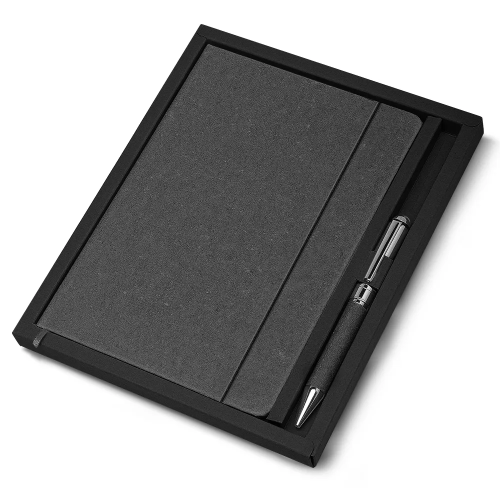 [74170017005] Kit Escritório A5 Capa em Couro Reciclado e Caneta Metalica  (Grafite 74, 02 - Silk Plano KIT 2, 03 - Laser metal)