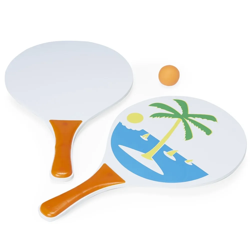 Kit Frescobol 2 Raquetes E 1 Bolinha  (Laranja 10, 09 - Laser Madeira, 1)