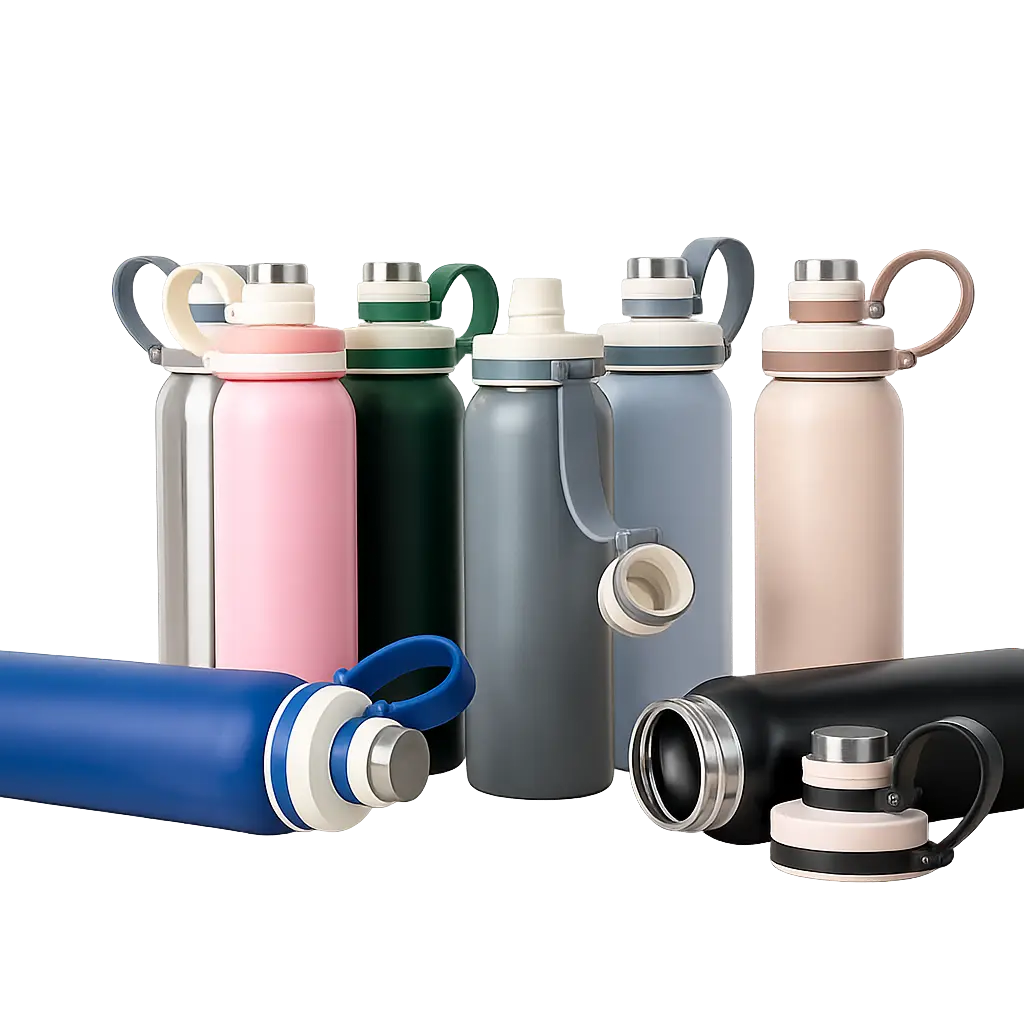 Garrafa De Inox C/ Alça De Silicone 800Ml 