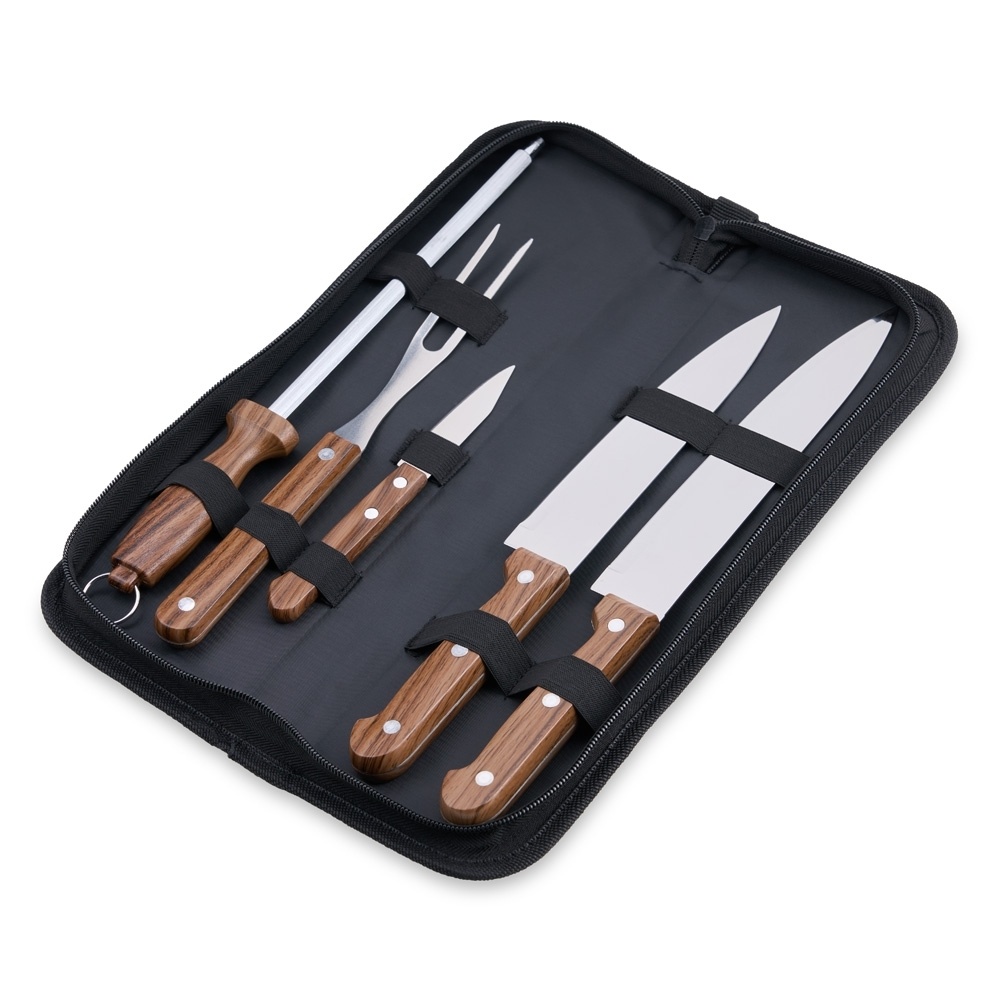 [14340030052] Kit Churrasco 5 Peças  (02 - Silk Plano KIT 2, 03 - Laser metal KIT 2, 09 - Laser Madeira)