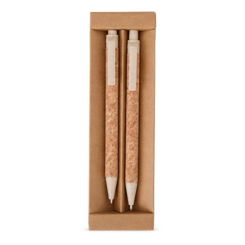 [75120002073] Kit Ecológico Caneta E Lapiseira Cortiça  (Bege 75, 19 - Impressão Digital D, 01 - Tampografia A)