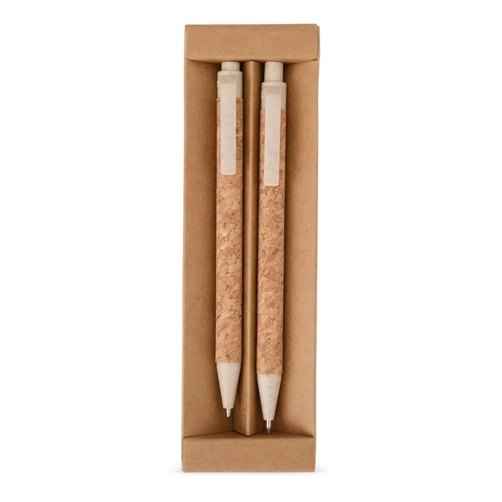 [75120002073] Kit Ecológico Caneta E Lapiseira Cortiça  (Bege 75, 19 - Impressão Digital D, 01 - Tampografia A)