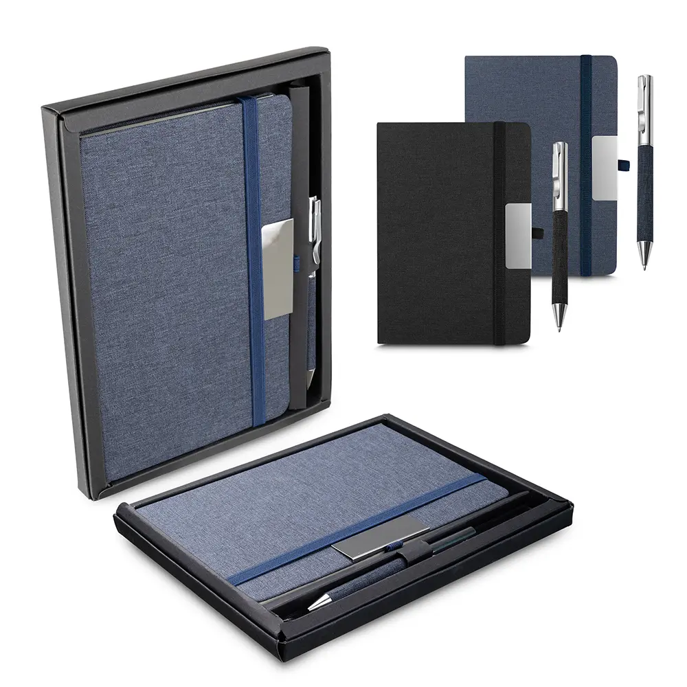 [14170018016] Kit Escritório A5 Capa em RPET e Caneta Metalica (Preto 14, 02 - Silk Plano KIT 2, 03 - Laser metal KIT 2)