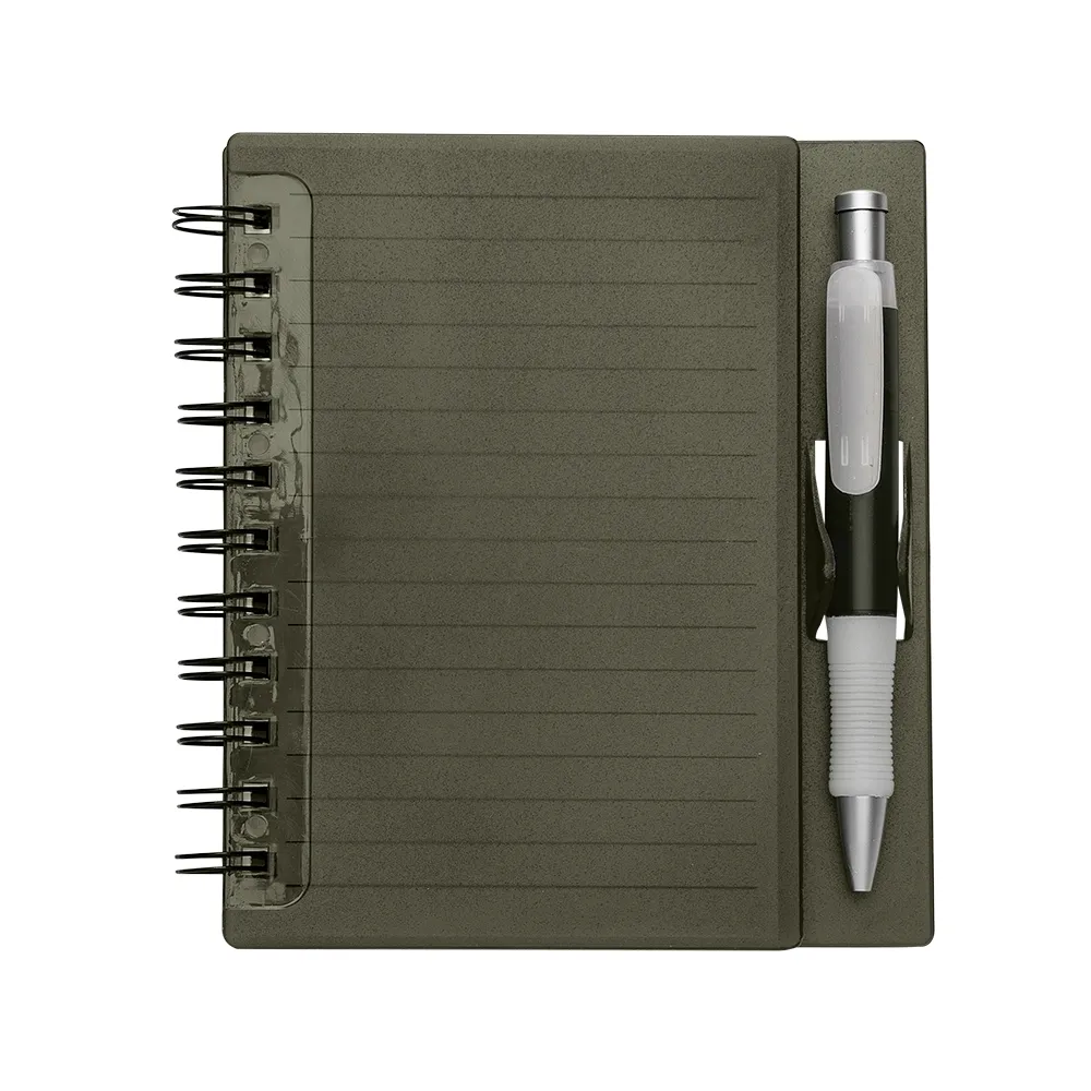 [08160031016] Caderno Plástico com Caneta  (Fumê 08, 01 - Tampografia A, 02 - Silk Plano KIT 2)