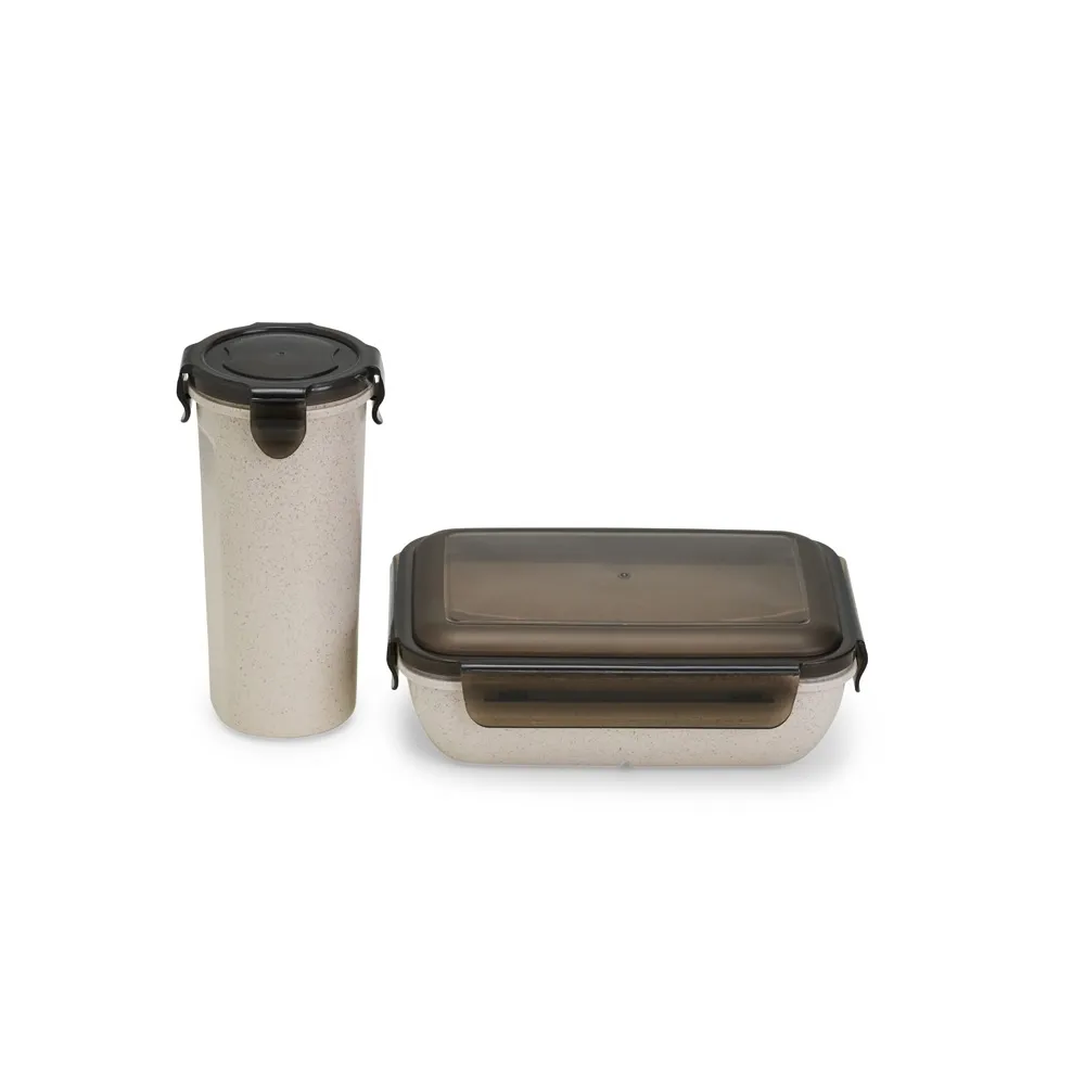 [75290019191] Kit Copo e Marmita Fibra de Bambu (Bege 75, 1)