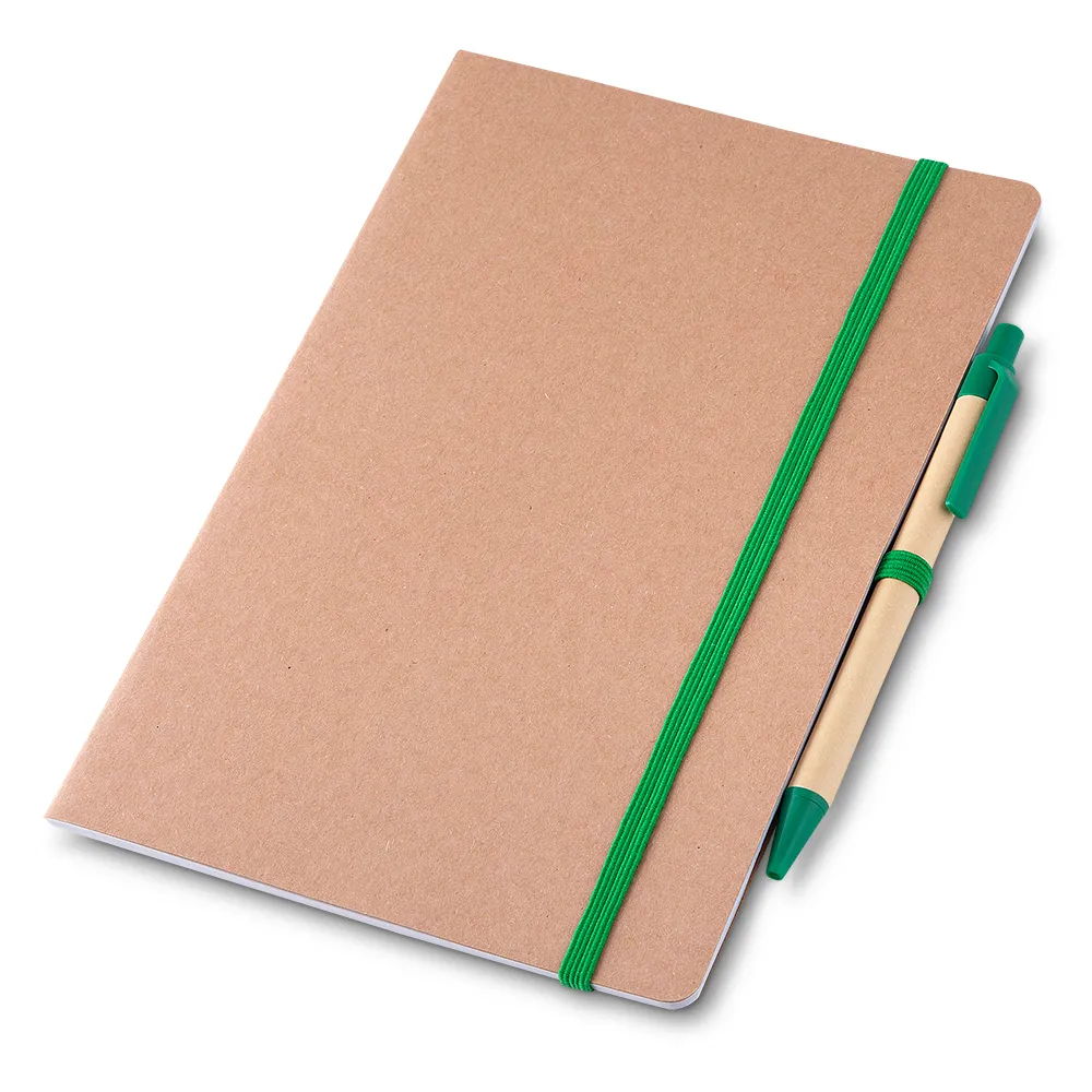 Caderno A5 capa em papel Kraft com caneta 