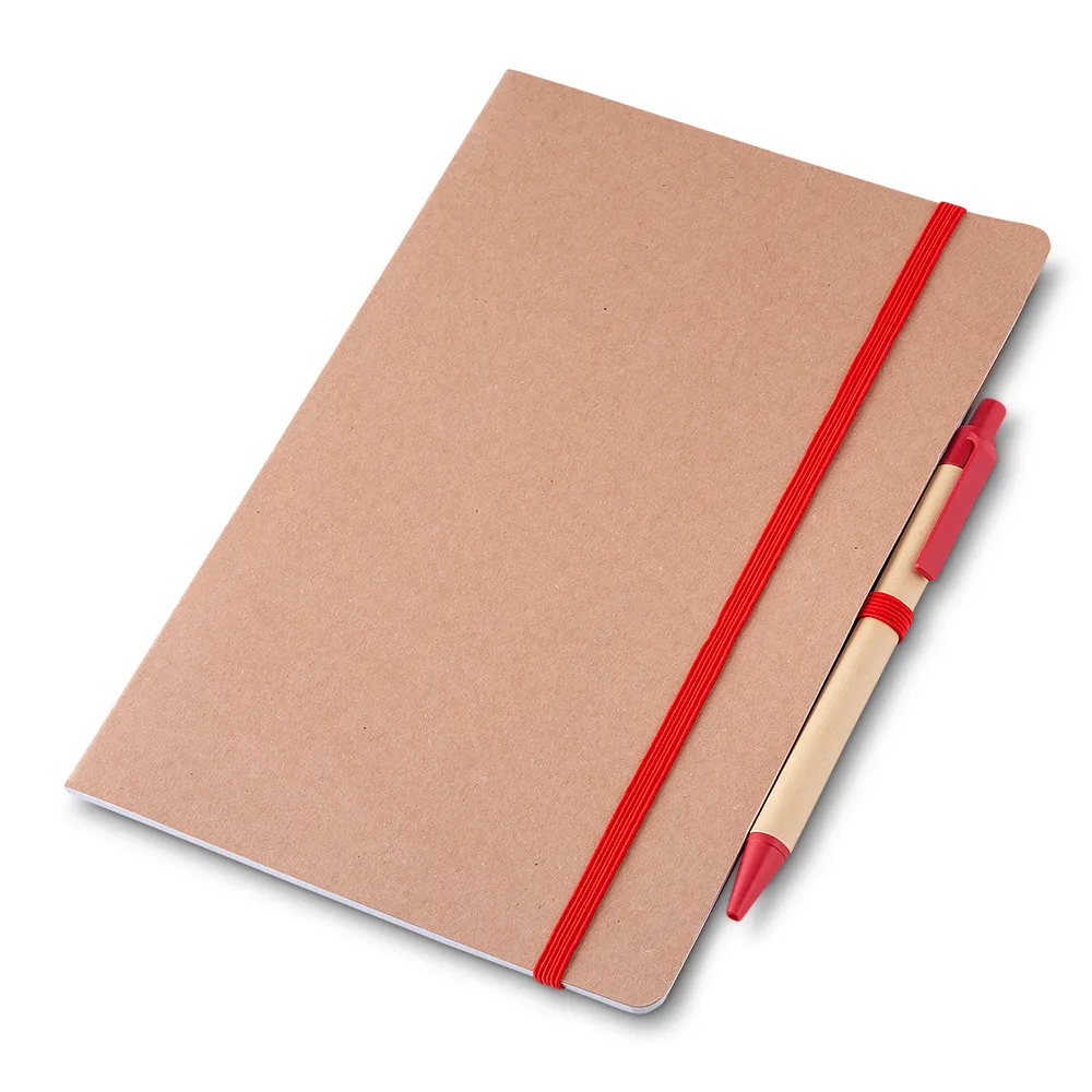 Caderno A5 capa em papel Kraft com caneta 