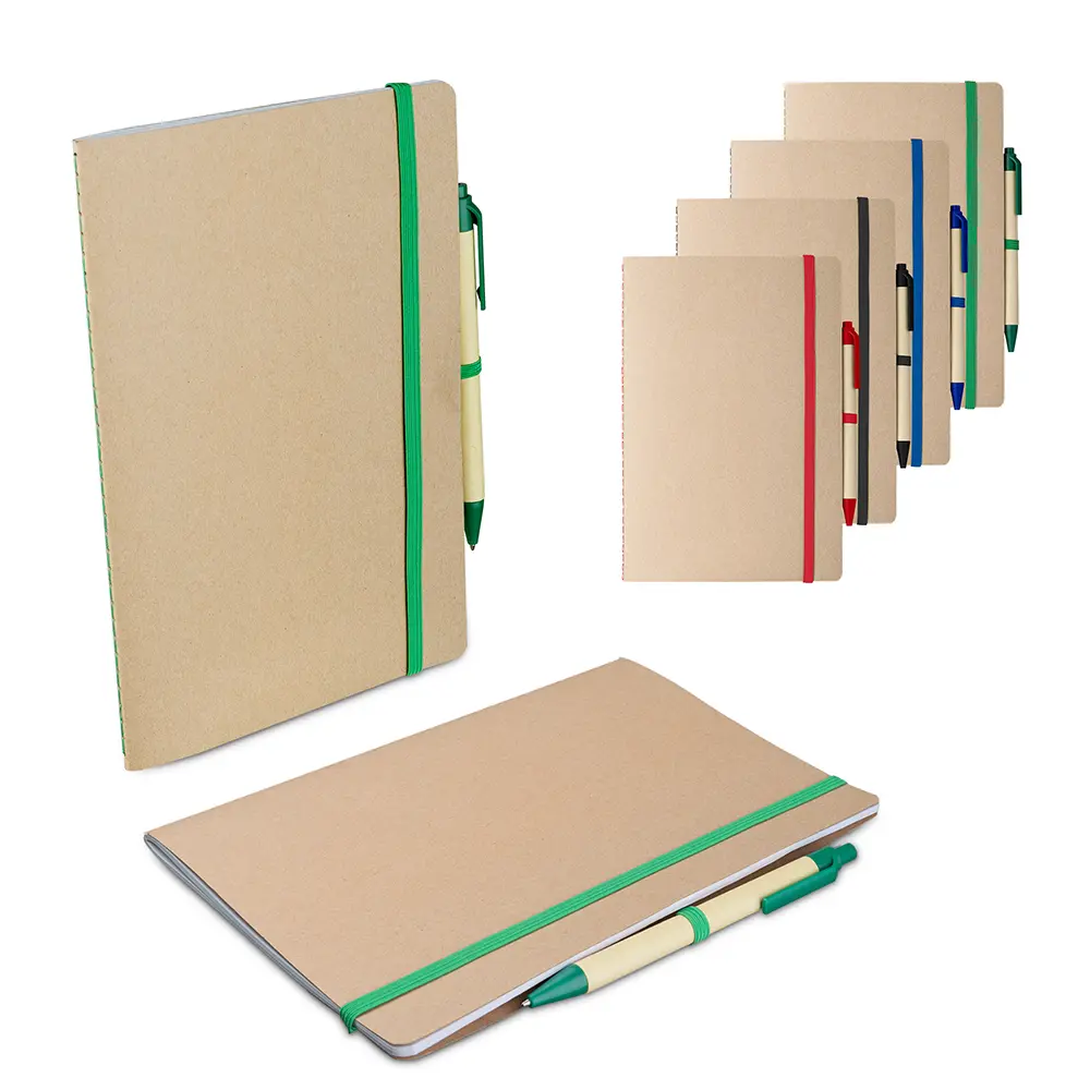 Caderno A5 capa em papel Kraft com caneta 