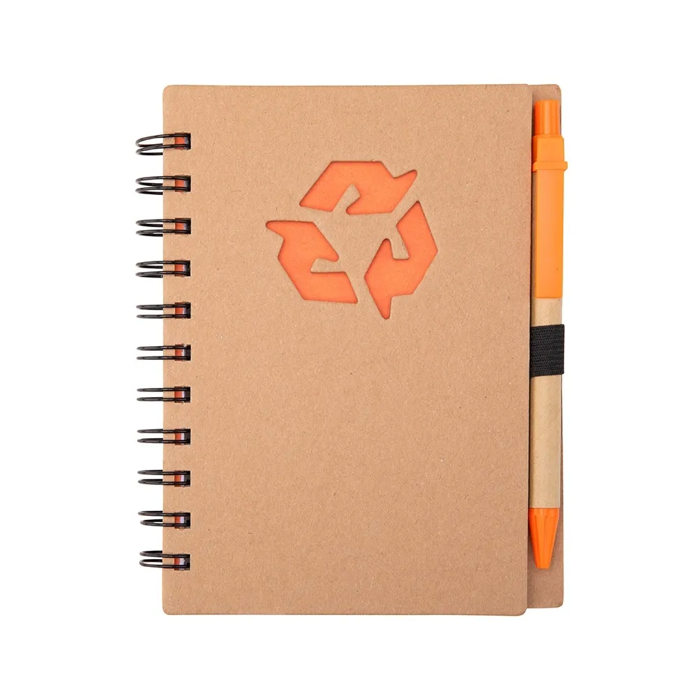 [10160194005] Caderno Ecológico com Caneta (Laranja 10, 02 - Silk Plano, 01 - Tampografia A)