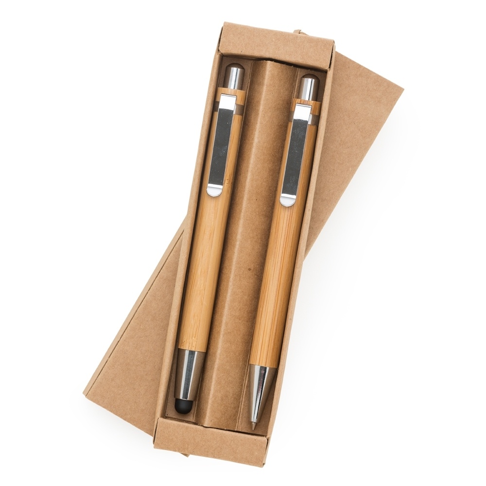 [11120015001] Kit Ecológico Caneta e Lapiseira Bambu (01 - Tampografia A, 02 - Silk Plano)