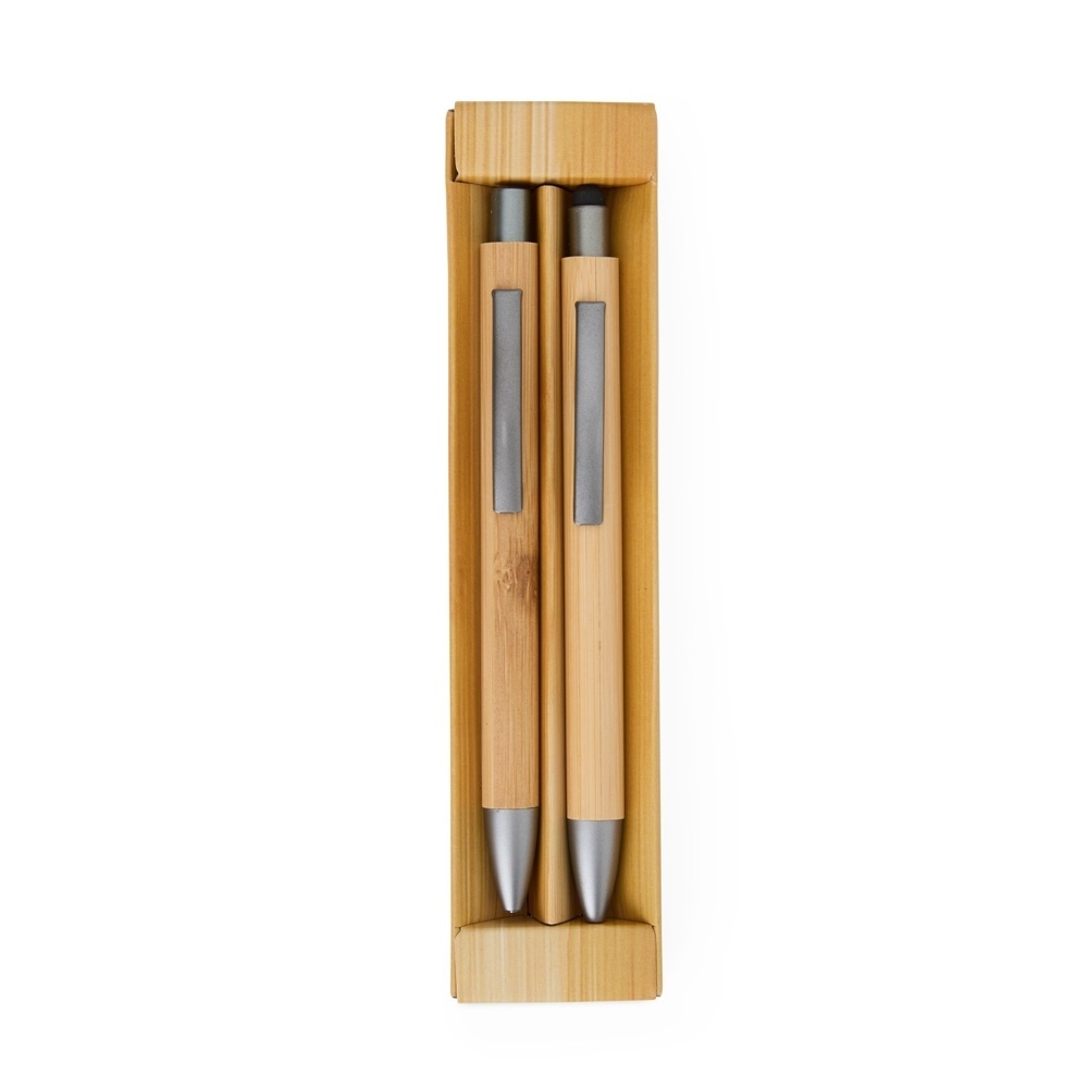 [11120016001] Kit Ecológico Caneta e Lapiseira Bambu (01 - Tampografia A, 02 - Silk Plano)
