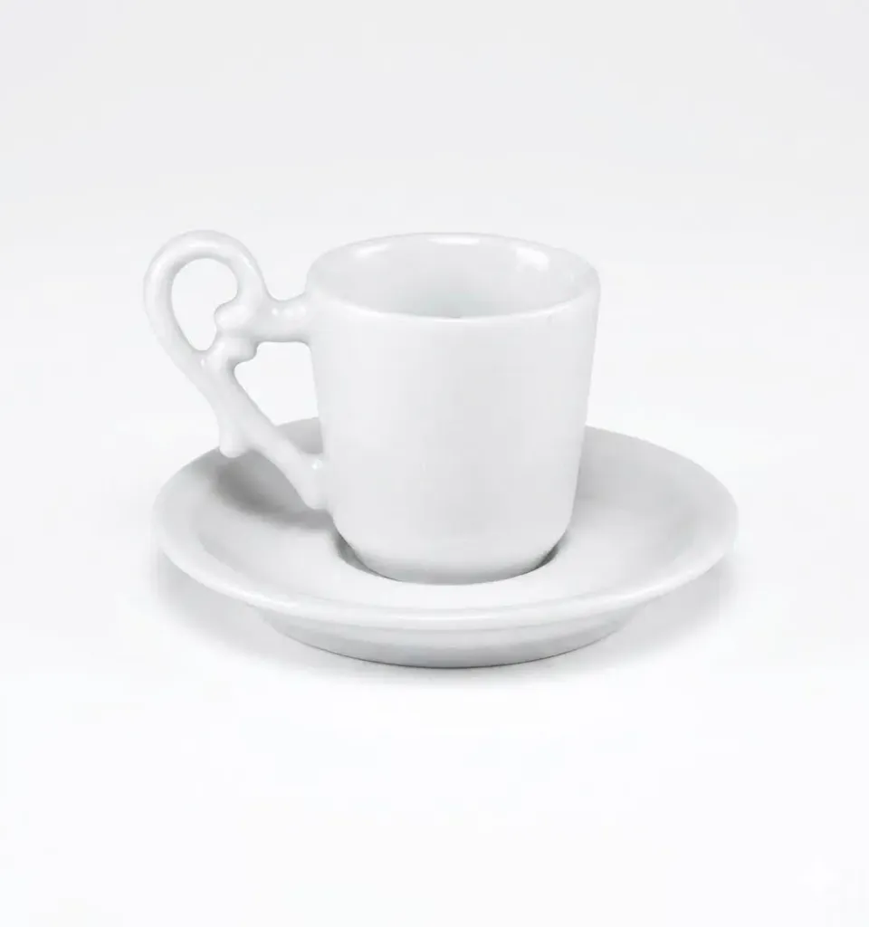 [23040014351] Xicara Cerâmica Alça Nó C/ Pires 70ML (1)